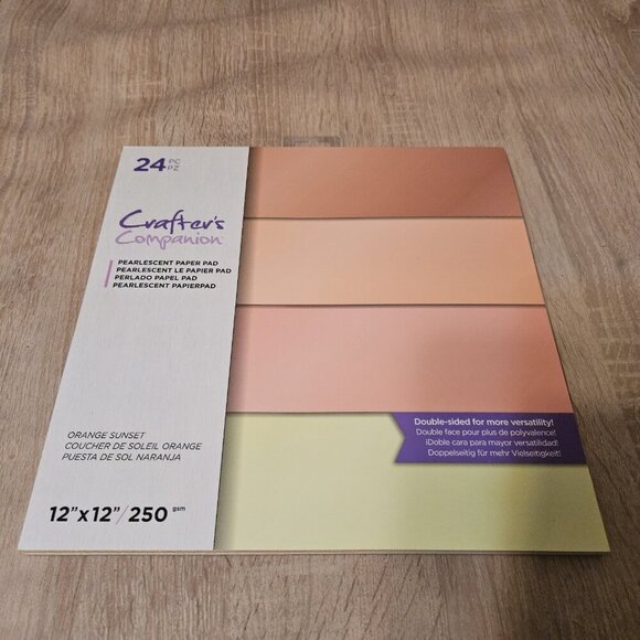 Crafters Companion Pearlescent Paper Pad Cardstock 12x12"  New Orange Sunset - Picture 1 of 4